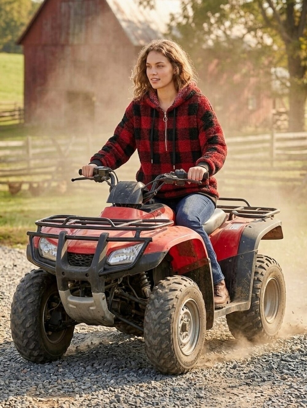 RBX Red Buffalo Check Very Soft Hoodie 1/4 Zip